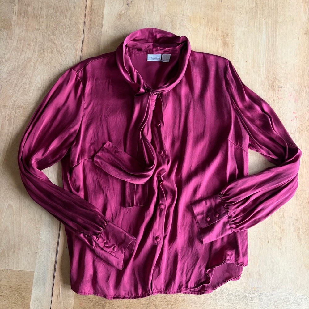 Vintage 100% Silk Spiegel Women's Blouse - Rich Burgundy